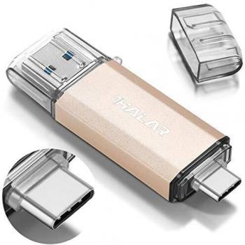 THKAILAR 128GB USB Stick OTG 2-in-1 Flash Drive USB 3.0 Type C Silver
