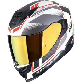 Casco Integral Scorpion EXO-520 AIR Lena - Blanco Mate, Plata y Rojo