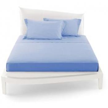 Completo Letto Matrimoniale Azzurro con Lenzuola e Copricuscini