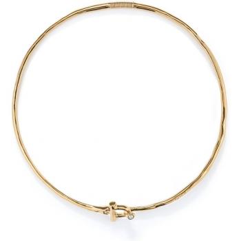 18k Gold Plated Indomable Choker with Front Clasp and White Topaz