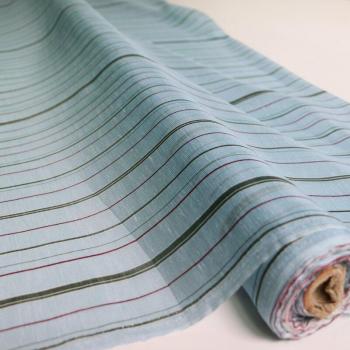 Gasa de Lino Seda Rayas Amarillo y Azul para Camisa 100 cm