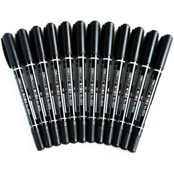 Double Hook Line Brush Markers - 12 Piece Set