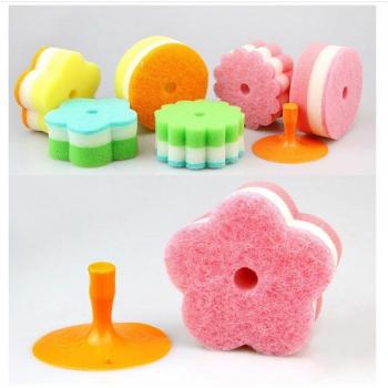2PCS Random Color Pot Cleaning Sponge with Suction Cup