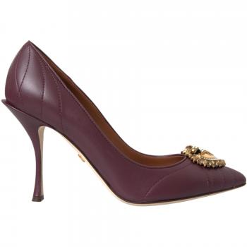 Dolce & Gabbana Burgundy Leather Heart Devotion Pumps - US9.5