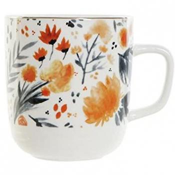 DKD Home Decor Vintage Flower Porcelain Cups – 380ml each (Set of 2)