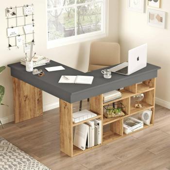 Bureau Altin Dmora 129x120h72 cm Chêne Noir