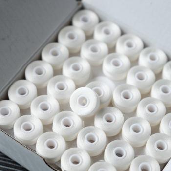 L Size White Prewound Bobbin Thread for Machine Embroidery, 144pcs