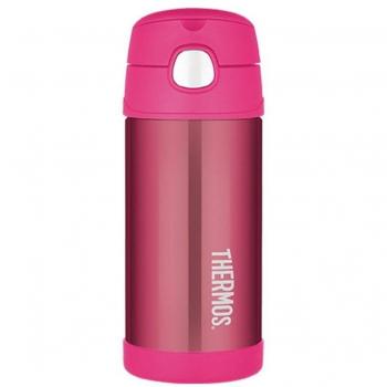 Termos dziecięcy FUNtainer ze słomką 355 ml - pink metallic