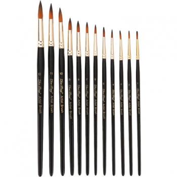 12-Piece Nylon Hair Art Brush Set for Watercolor and Gouache