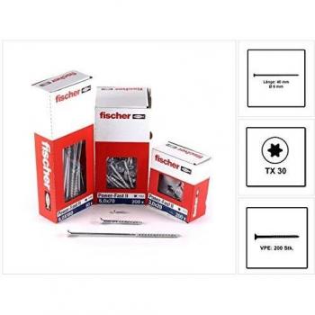 Vis Fischer PowerFast II FPF CTP 6×40 mm – Tête fraisée – Empreinte TX – 200 pièces