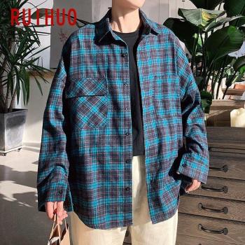 RUIHUO Men's Large Size Long Sleeve Shirt