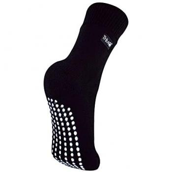 1 Pack Kids Indoor Thermal Slipper Socks with Grips - Black / 7-10 Years