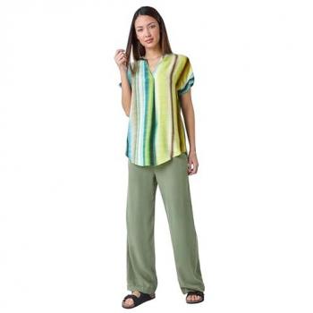 Tie Dye V-Neck Pleat Detail Top