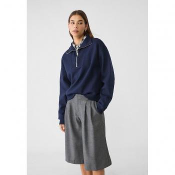Navy Blue High-neck Zip-up Sweatshirt XL