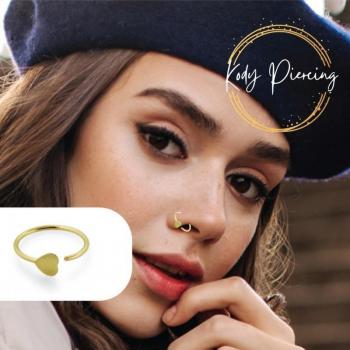 Piercing nasale in oro giallo 14k a forma di cuore