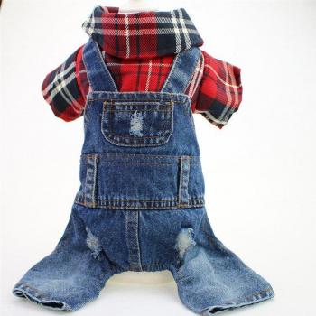 Traje Denim Pet Primavera & Otoño: Rojo y Azul