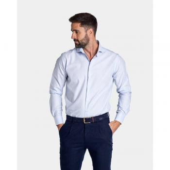 Camisa Cutaway Liso Plata Platinium Celeste Hombre