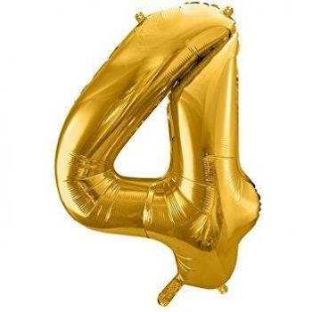 Metallischer Folienballon Zahl 4 - 86 cm Gold