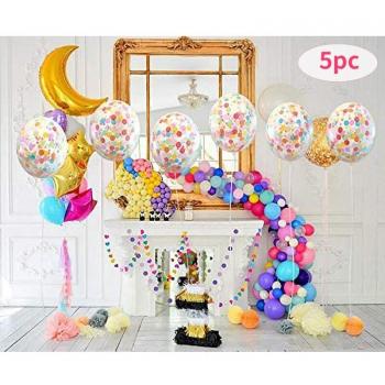 Ballons ronds 36 pouces transparents avec sequins - 5 pièces