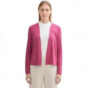 TOM TAILOR Offener Cardigan, ohne Kragen, rosa