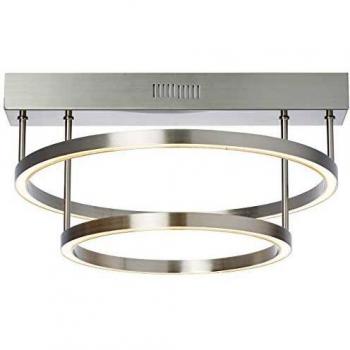Brilliant Tunar LED Deckenleuchte 2 flg rund integrierter Stufendimmer nickel 2100 Lumen, LED integriert