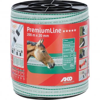 Kerbl Band Premium Line Weiß/Grün – 200 m, 20 mm