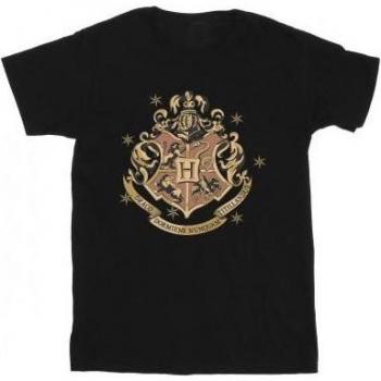 T-shirt uomo dorata con stemma di Hogwarts