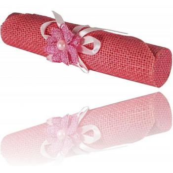 Set 6 Pezzi Bomboniera Juta Rosa con Invito