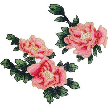 Patchs brodés fleurs de pivoine | 1 paire, patchs autocollants pour vêtements