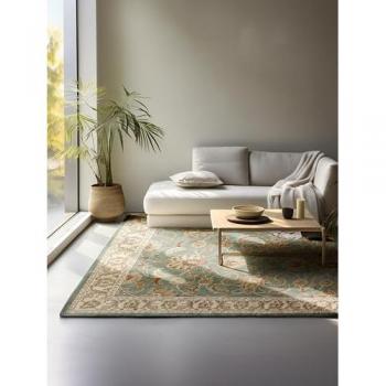 Harirud Floral Border Duck Egg Blue 120x170 Oriental Carpet