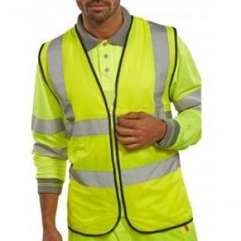 Beeswift High Visibility Waistcoat Zip Fastened Saturn Yellow 4XL