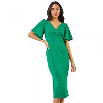 Roman Gathered Wrap Front Midi Dress