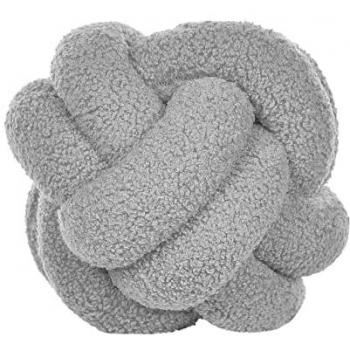Coussin Nœud Bouclé Gris 19 cm
