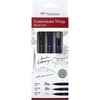 Tombow Fudenosuke Kalligraphie-Stift Trio, 3 Stück