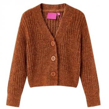 Knitted Kids' Cardigan in Cognac Color 92