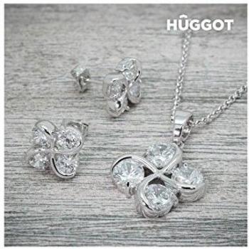 Conjunto Bañado en Rodio: Colgante y Pendientes con Zirconitas Clover Hûggot