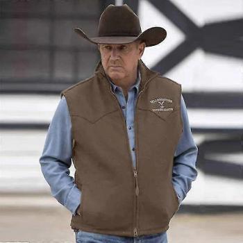 Chaleco Casual para Hombre Yellowstone Marrón con Solapa y Cremallera