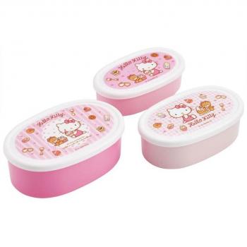Set de 3 Contenedores de Almuerzo Hello Kitty, Sweets, Sanrio, 860 ML, Almacenamiento para Niñas, Hecho en Japón