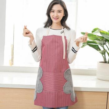 Unisex Kitchen Apron with Pocket - Cotton, Oil-Proof, Waterproof, Stripes