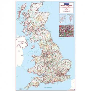 Colourful UK Postcode Atlas – Matte Laminate, Write & Wipe