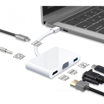Divisor USB-C 7 en 1 con VGA 1080P