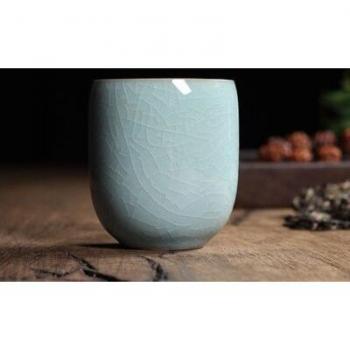 Chinese Longquan Celadon Porcelain Kung Fu Teacup with Saucer 155ml