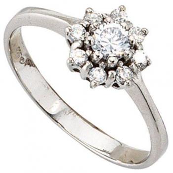 JOBO Silberring Damen 925 Sterling Silber rhodiniert Zirkonia Größe 58
