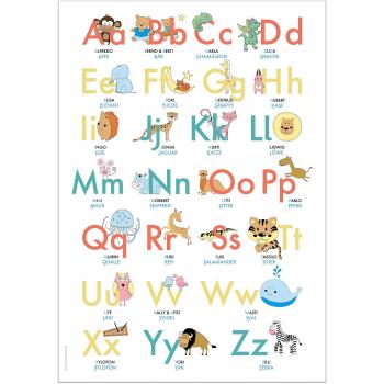 ABC Poster 70,7x100 cm | Alphabet spielerisch mit Tieren lernen | Das ABC-Lernposter mit Groß- und Kleinbuchstaben |: ABC-Plakat fürs Kinderzimmer im DIN B1 Format