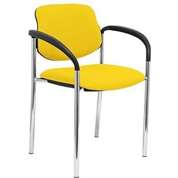 Silla fija Villalgordo bali amarillo chasis cromo con brazos Piqueras y Crespo