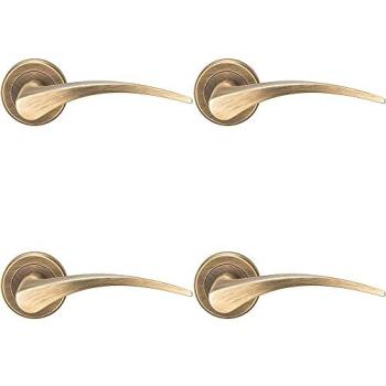 Round Rose Arch Handles – 4x Pair, Concealed Mount, Antique Brass Finish
