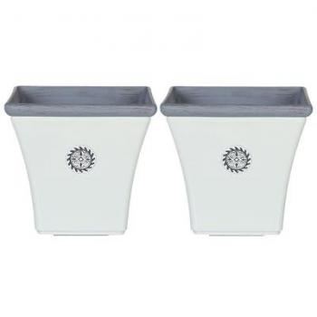 BELIANI Set di 2 vasi in pietra bianca resistente ai raggi uv 43x43x39 cm Elateia