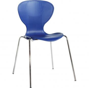 Sienna One Piece Shell Chair with Chrome Legs - Pack of 4 - Blue