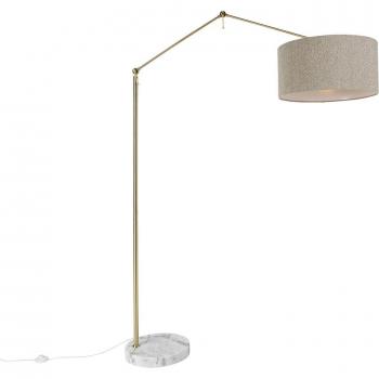 Gold Adjustable Floor Lamp by QAZQA – 50cm, Taupe Boucle