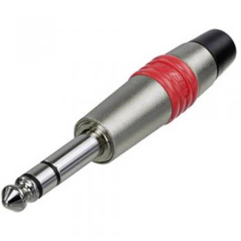 Rean AV NYS228C-5-CON 6.35 mm Stereo Audio Jack Plug, Straight, 3-Pole, Silver and Green